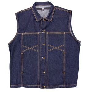 Marithe Francois Girbaud Mens 2XL Blue Dark Wash Denim Vest Vintage Y2K‎